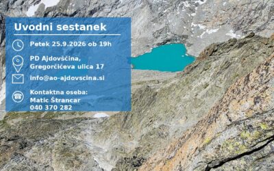 Alpinistična šola 2026/27, uvodni sestanek 25.9. ob 19h